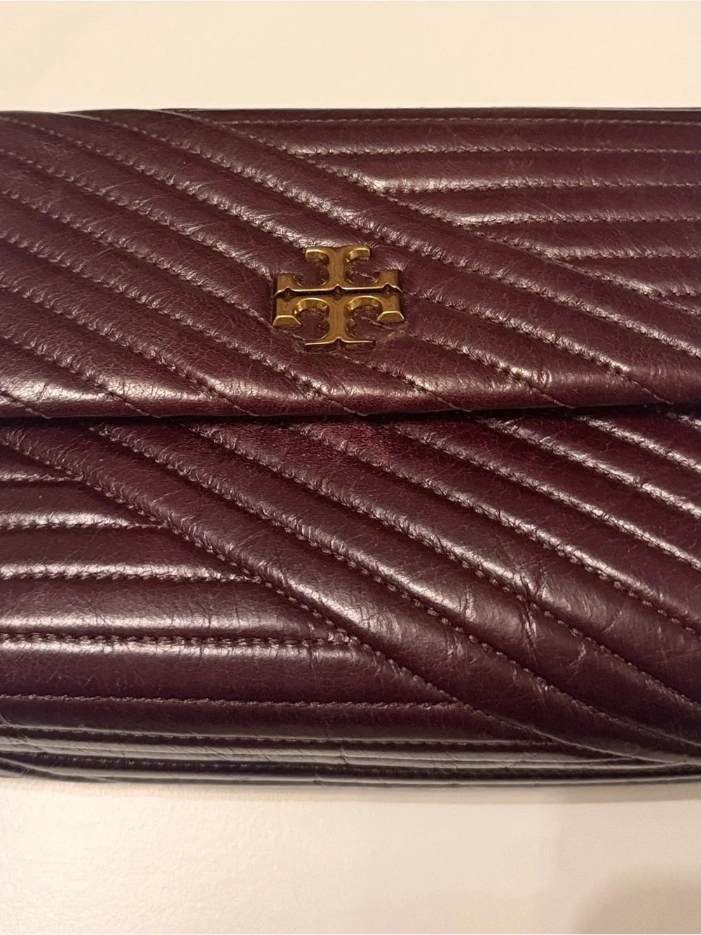 Tory Burch Kira Burgundy Quilted Leather Flap Crossbody/ Shoulder Bag